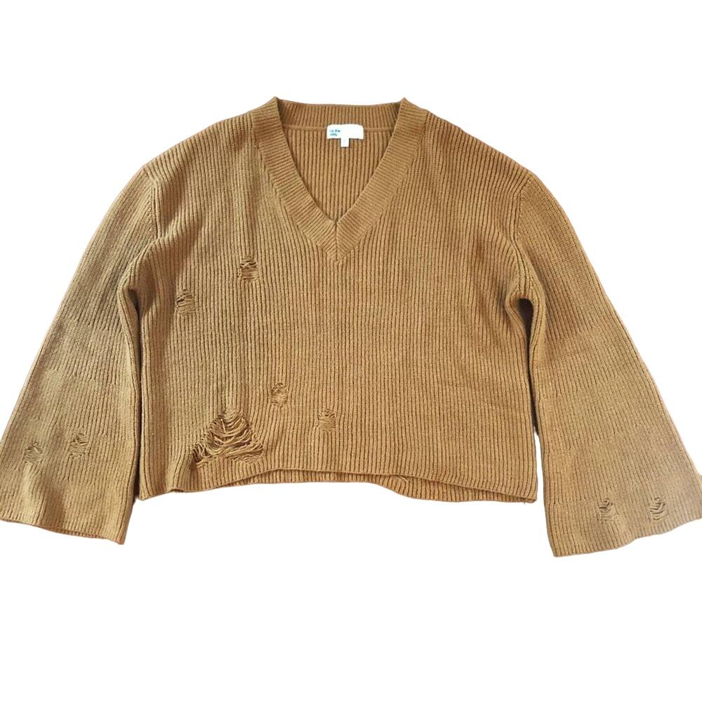 Revolve By the Way Distressed Sweater Rips Rust - Picture 3 of 10